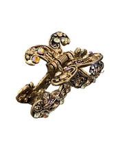 Vintage Gold Tone Hair Clip With Rhinestones 2.25" BEAUTIFUL  Hair Accessories