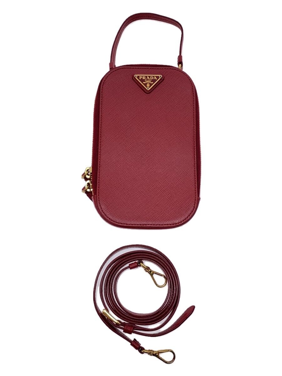 Prada Saffiano Red Leather Shoulder Pouch Crossbody Bag Designer Evening