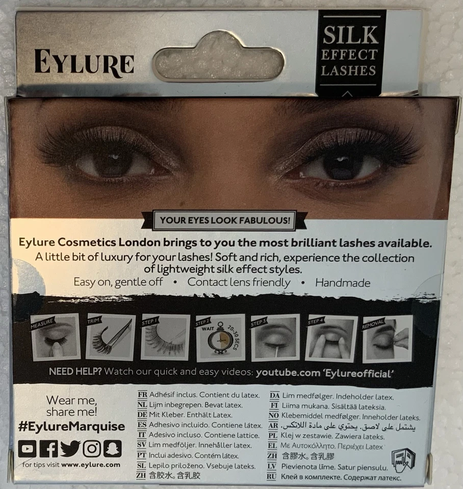 Eylure LUXE SILK Marquise Silk Effect Eyelashes Reusable W/Adhesive New - Image 2 of 2