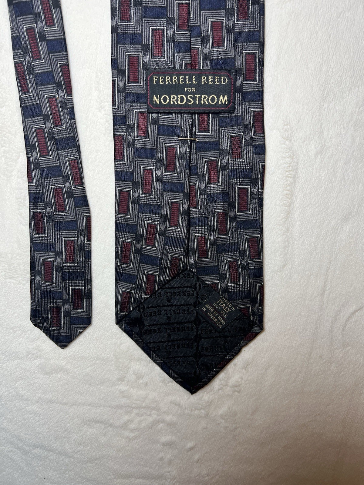 Ferrell Reed Nordstrom Mens NeckTie Blue Silk VTG Handmade Italy