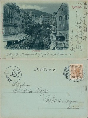 Ansichtskarte Karlsbad Karlovy Vary Partie in der Parkstrasse 1899