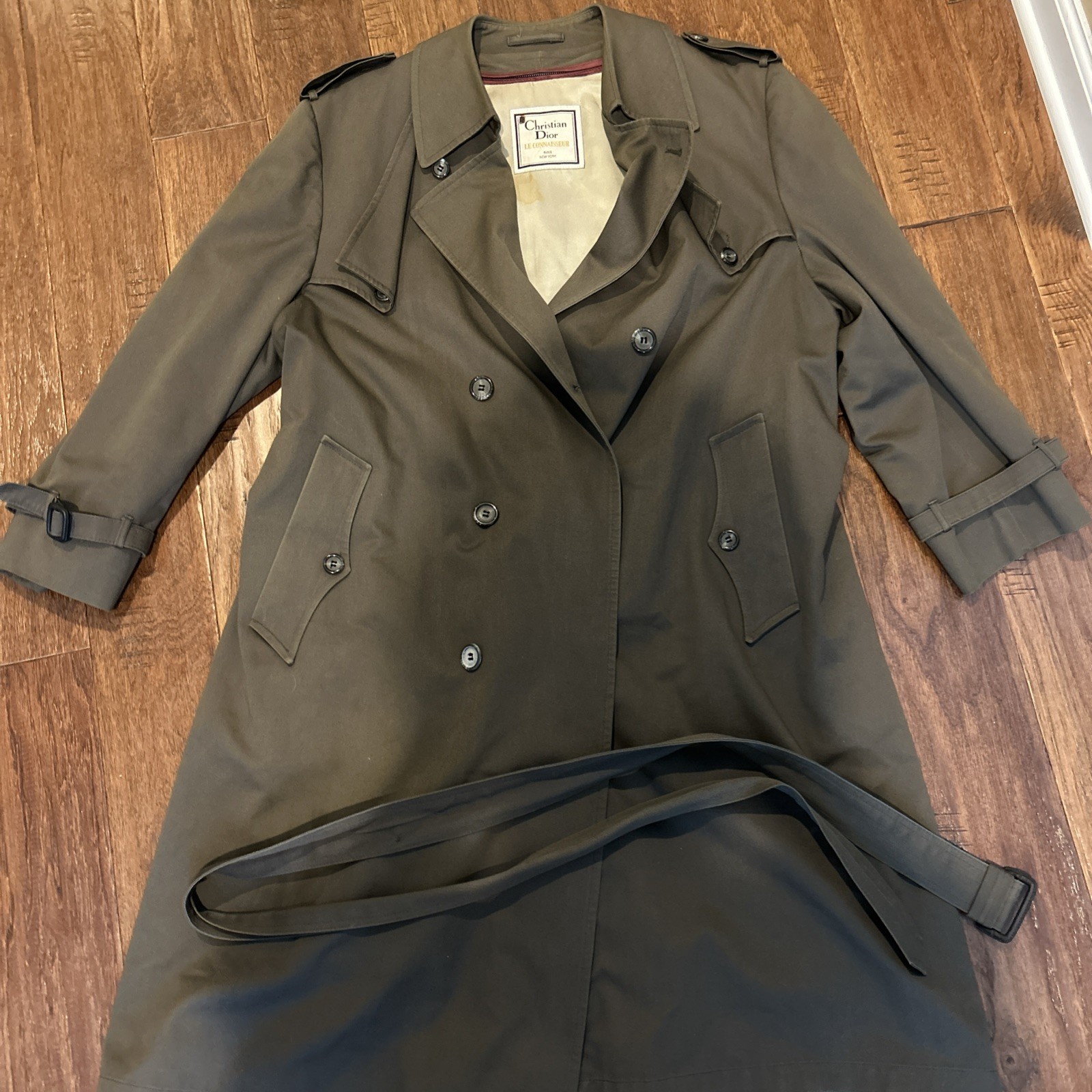 Vintage Christian Dior MONSIEUR Mens Trench Coat Size 42R Removable Wool Lining