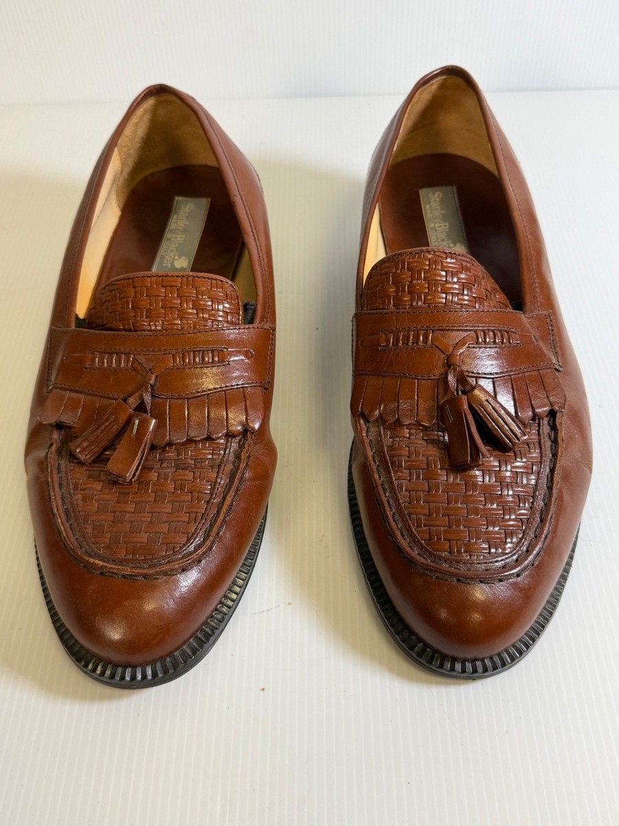 Stanley Blacker Mens 10.5 Wide Loafers Brown Leather Tassels  display picture 2