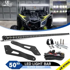 For Can-am Maverick X3 DS RS MAX Slim 50" LED Light Bar Upper Roof Brackets Wire
