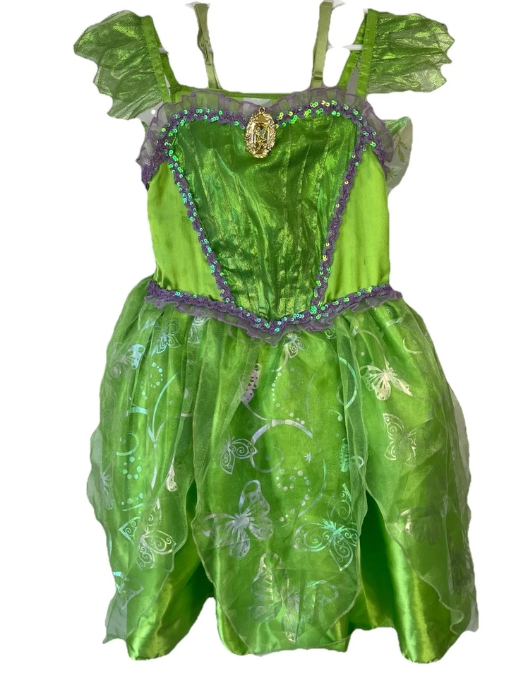 Disneyland Tinkerbell Costume Green Tulle Dress Light Up Wings Crown - Size 9/10 - Image 2 of 4