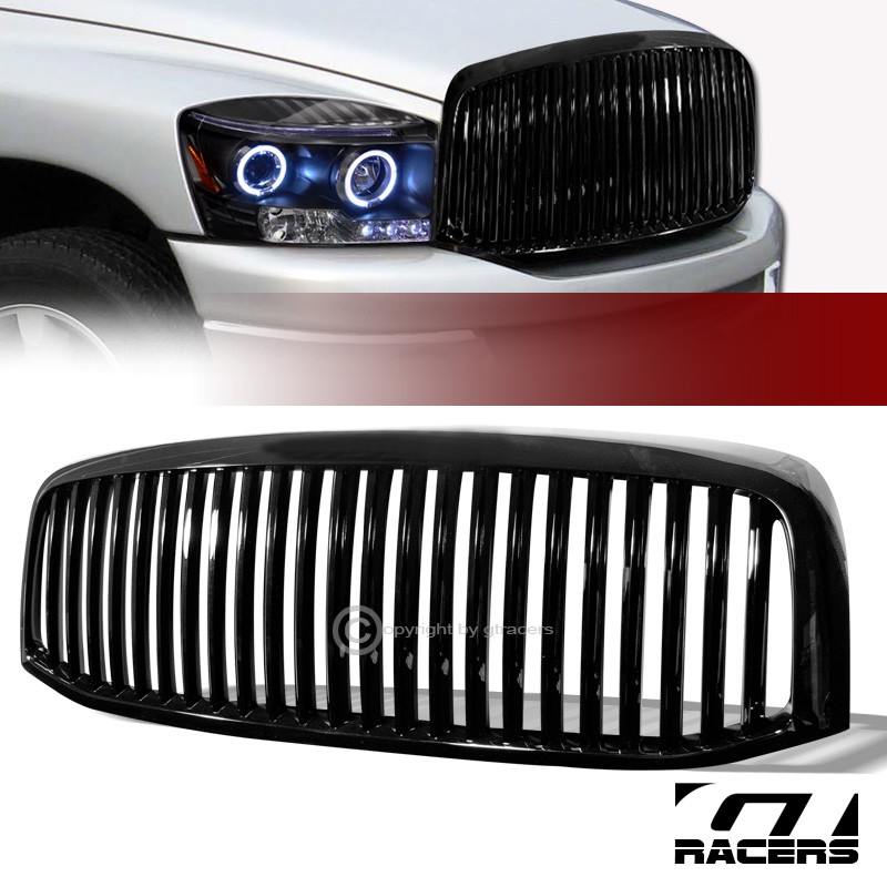2006-2009 Dodge Ram Black Vertical Hood Bumper Grille Guard 1-Piece