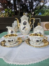 Mokka-Service &ndash; Vintage &ndash; Schwarze Rose & Gold &ndash; Komplettset