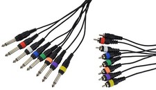 Patch lead Loom 3m 4 Way With Colour Coded 1/4" (6.35mm) Mono Jacks