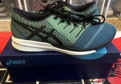 ASICS FuzeX Knit Men's Lace Up Low Top Sneakers Blue/Green/Black Striped