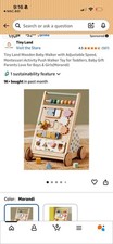Tiny Land Wooden Baby 2-in-1 Baby Walker Activity Center with Adjustable Speed