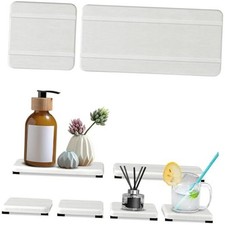 Set of 6 Water Absorbing Stone Tray for Sink, Stones Soap 6pcs White 2 Stripes