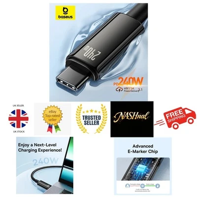 Fast Charger Cable - 240W USB C for Macbook iPhone 15 16 17 - Supercharge - Image 1 of 4