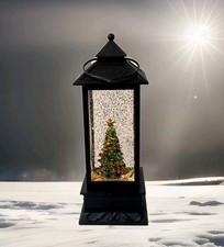 Christmas Tree Motion Snow Globe Glitter Lantern Color LED Lights Non-Musical 