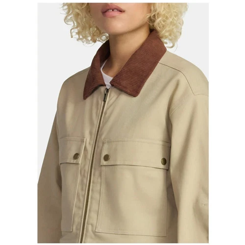 No Boundaries Women’s Barn Jacket Size L Twill Trucker Coat Corduroy Collar NEW - Picture 2 of 8