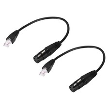 2 PCS 3 Pin DMX512 XLR Female To RJ45 Male Adapter Cable 1ft Extension Stage