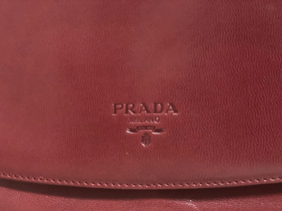PRADA Borsa A Tracolla Con Catena Pelle Rossa Auth am4993 Rosso - Immagine 4 di 4