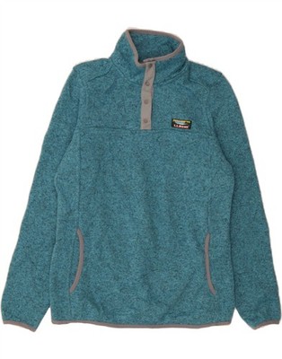 L.L.BEAN Damen Sweatshirt Pullover mit Knopfleiste UK 10 Small blau gefleckt CS07