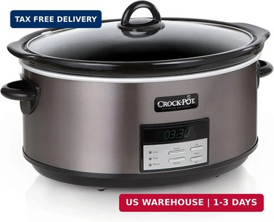 Crock-Pot Large 8-Quart Programmable Slow Cooker with Auto Warm Setting Black St