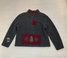 Croft  Barrow Sport Gray Fleece Quarter Zip Christmas Sweater Womens M Holiday