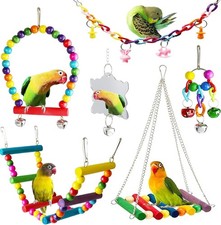 Bird Parakeet Cockatiel Toys, ESRISE Birds Cage Accessories Swing Climbing Ladde
