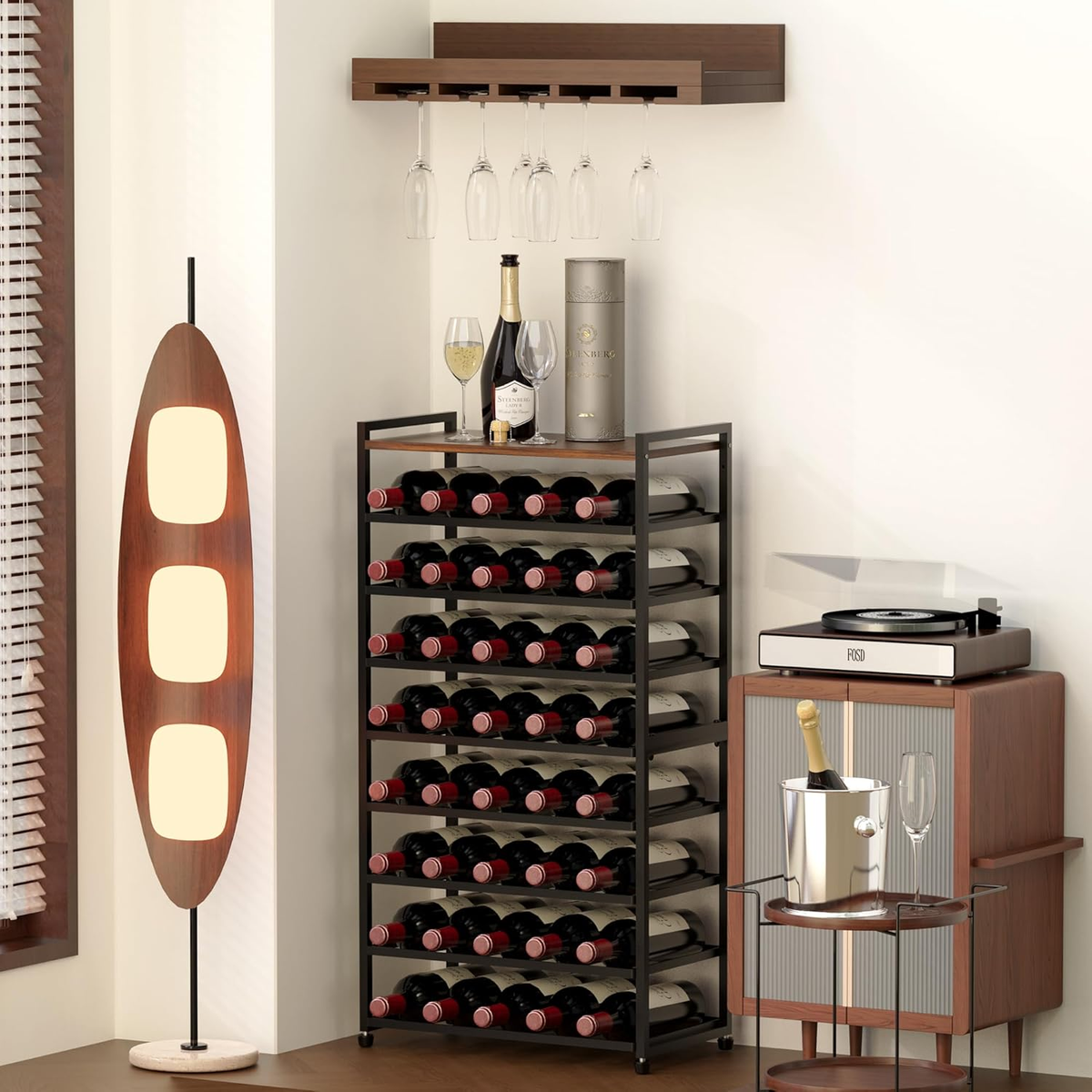 40 Bottle Wine Rack Freestanding Floor, 8-Tier Wine Storage Racks
