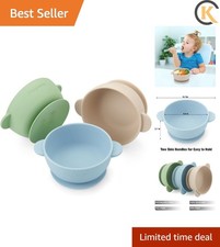 3 Pack Baby Bowls with Suction Stay Put Silicone Food Bowl for Babies Kids T...