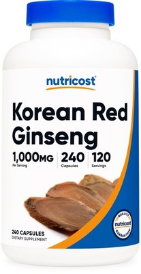 Nutricost Korean Ginseng 1000mg Serving, 240 Capsules - 240 Count (Pack of 1)
