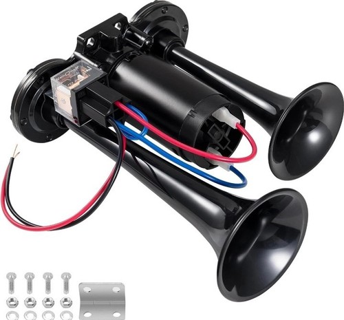12V 150DB Air Horn for Truck Train, Car Horns Loud Black 2 tube horns .......269