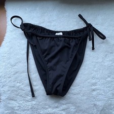 Shade  Shore Black Ribbed Tie Side Bikini Bottom Swimsuit Womens L 12-14 
