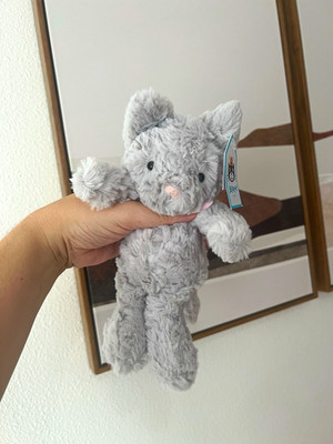 Jellycat nwt squiggles kitty 9  grey cat retired plush w dust bag