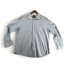 Calvin Klein Men's XL Blue Plaid Button Front Dress Shirt 100 Cotton