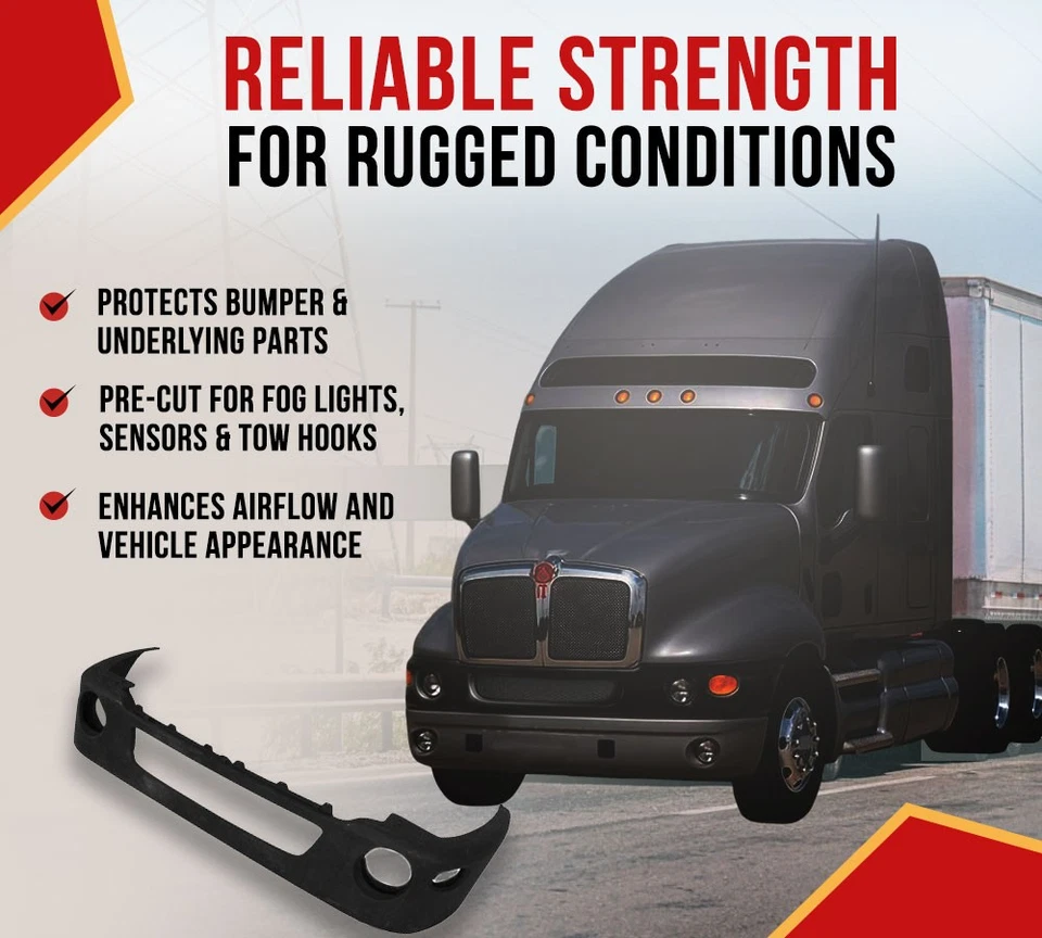 Cubierta de parachoques negra con recorte antiniebla para Kenworth T2000 1997-2011 N71-1001 Foto 3 de 4