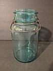 Vintage Blue Ball Ideal Mason Glass Qt Canning Jar Wire Bail Pat. July 14 1908 — photo 2