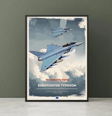 Vintage Eurofighter Typhoon Poster - Aviation Art, Fighter Jet print