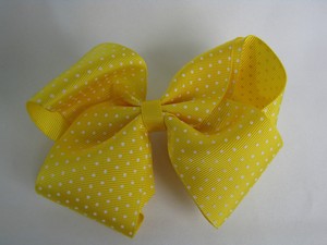Large 5in Hair Clip Yellow Bow With White Dots Metal Clip Nwt Ebay
