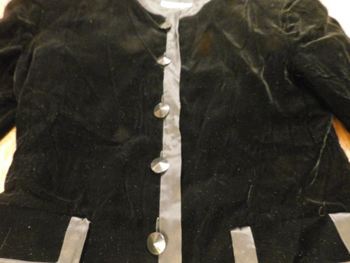 Vtg Miss O By Oscar De La Renta Black Velvet Like w Silk Suit Jacket Fancy Sz 10 - Picture 3 of 12