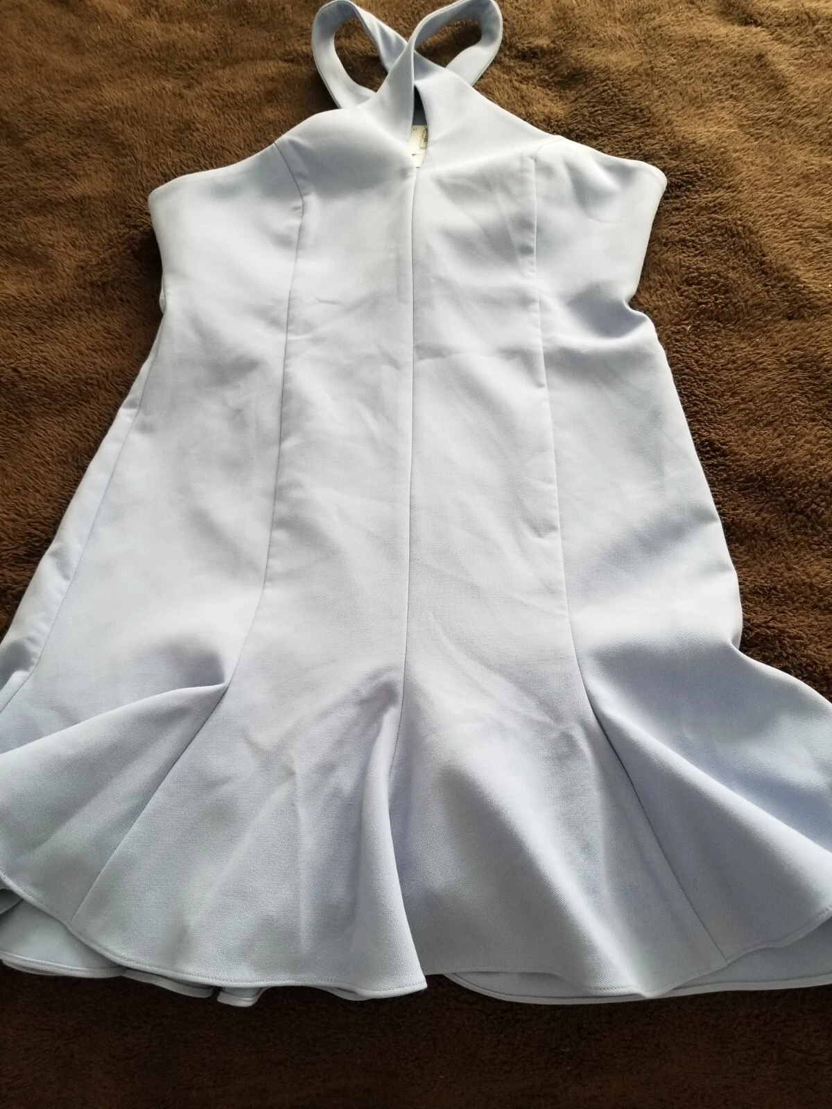 VETEMENTS PROBABILE abito donna stile Halter svasato Carolyn mini crepe pervinca taglia 12