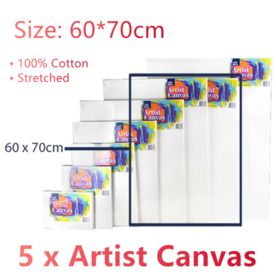 5x Painting Canvas Artist Stretched White Primer Oil Acrylic Board ...