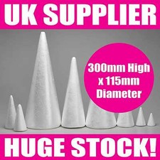 300mm High x 115mm Diameter - POLYSTYRENE CONES - Crafts Decoration Sweet Tree