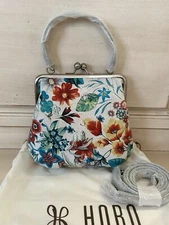 NWT HOBO Alba Crossbody Botanic Print Leather RP $178 Kiss Lock Frame