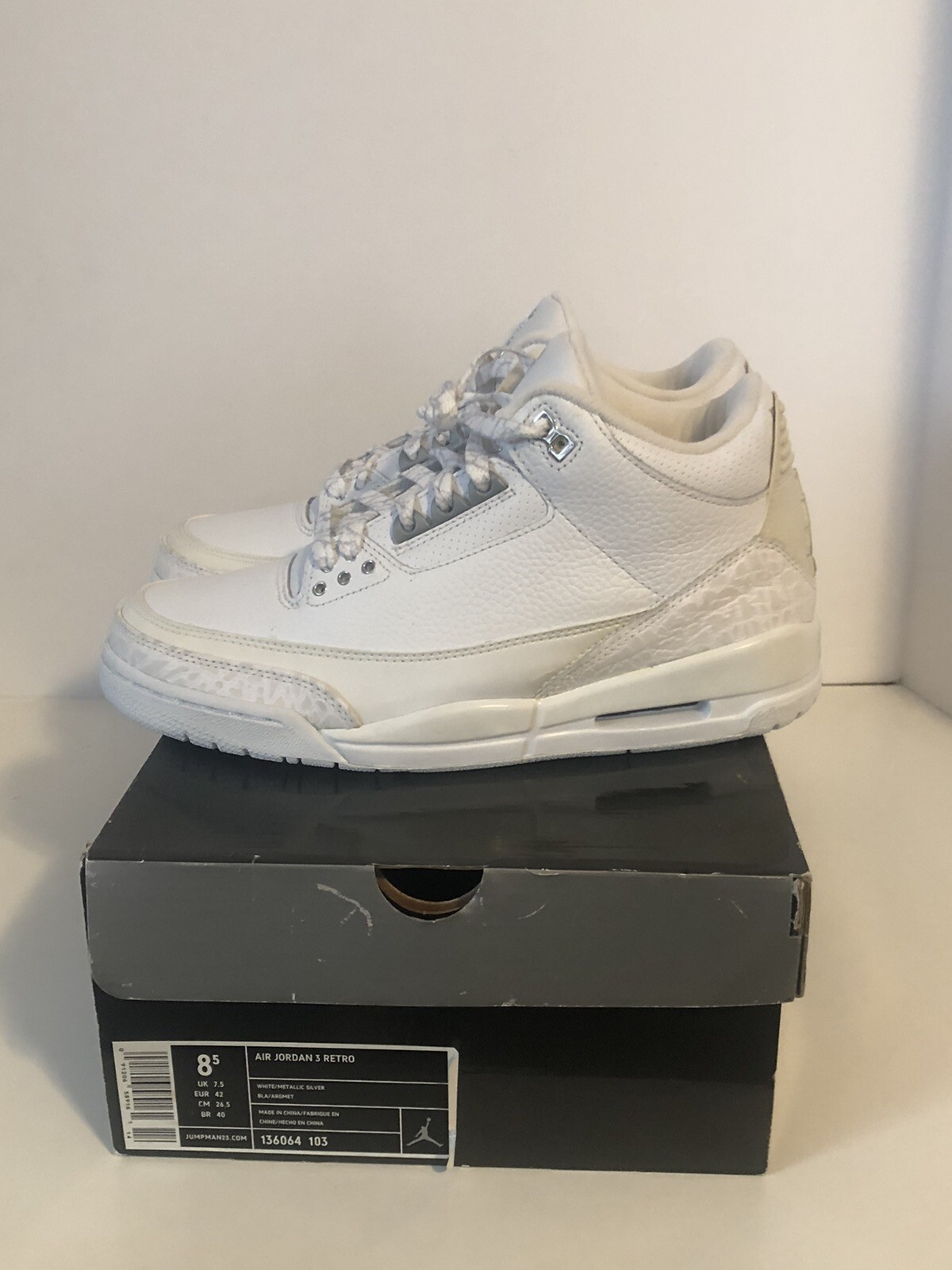 air jordan retro 3 white metallic silver