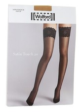 Wolford L130006 Satin Touch Stay-Up Thigh Highs Women's Size M