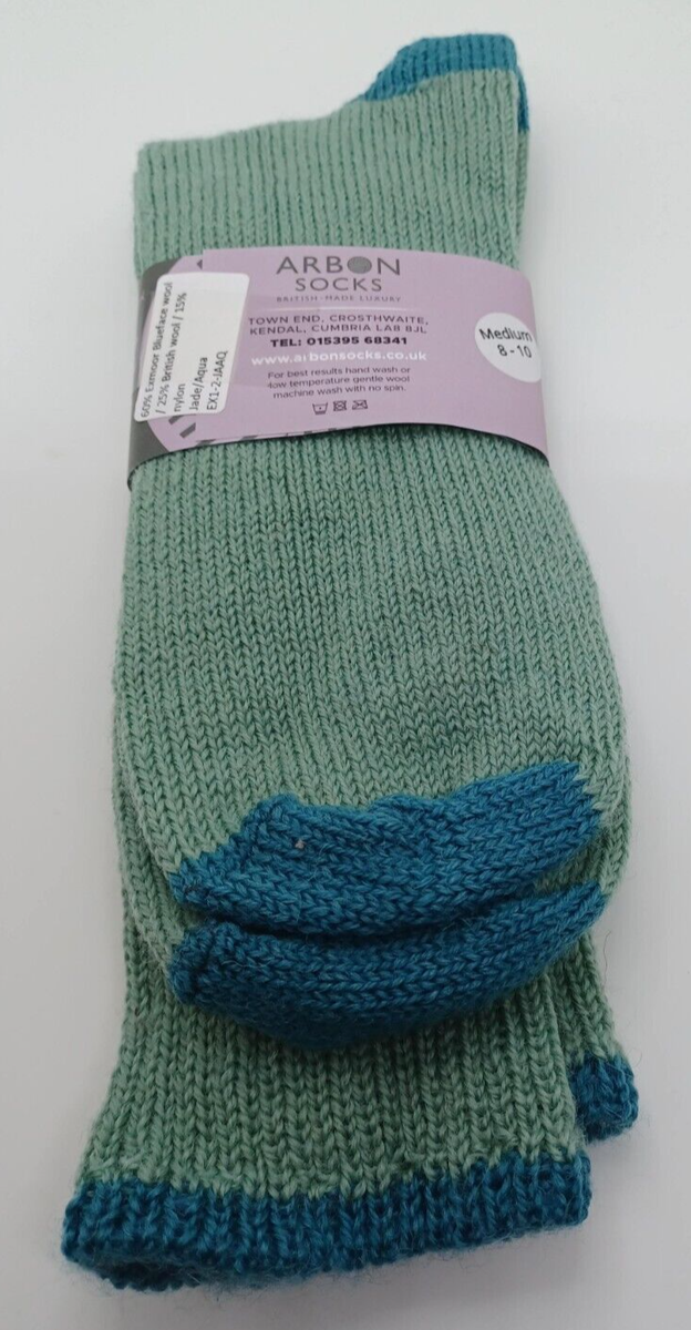 a！！ Arbon Unisex Socks Size M 8-10 Jade Aqua Multicolor Comfort