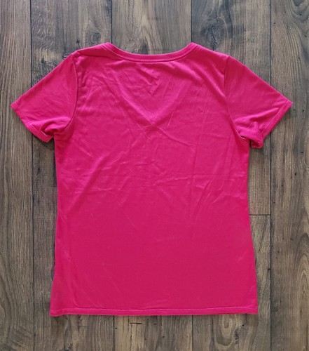 Nike Dri-Fit Womens Large L Fuchsia V Neck Short Sleeve Athletic Shirt Pink - Picture 9 of 14
