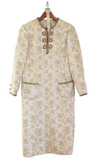 RICHARD KAPLAN Vintage 60s Sheath Dress Metallic Floral Brocade Belt 6-8