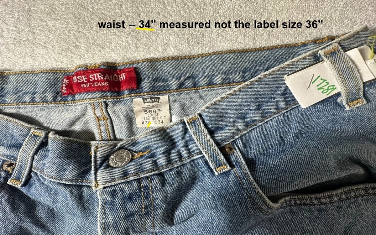 Levi's 569 men's stone blue denim jeans 34W 34L loose straight