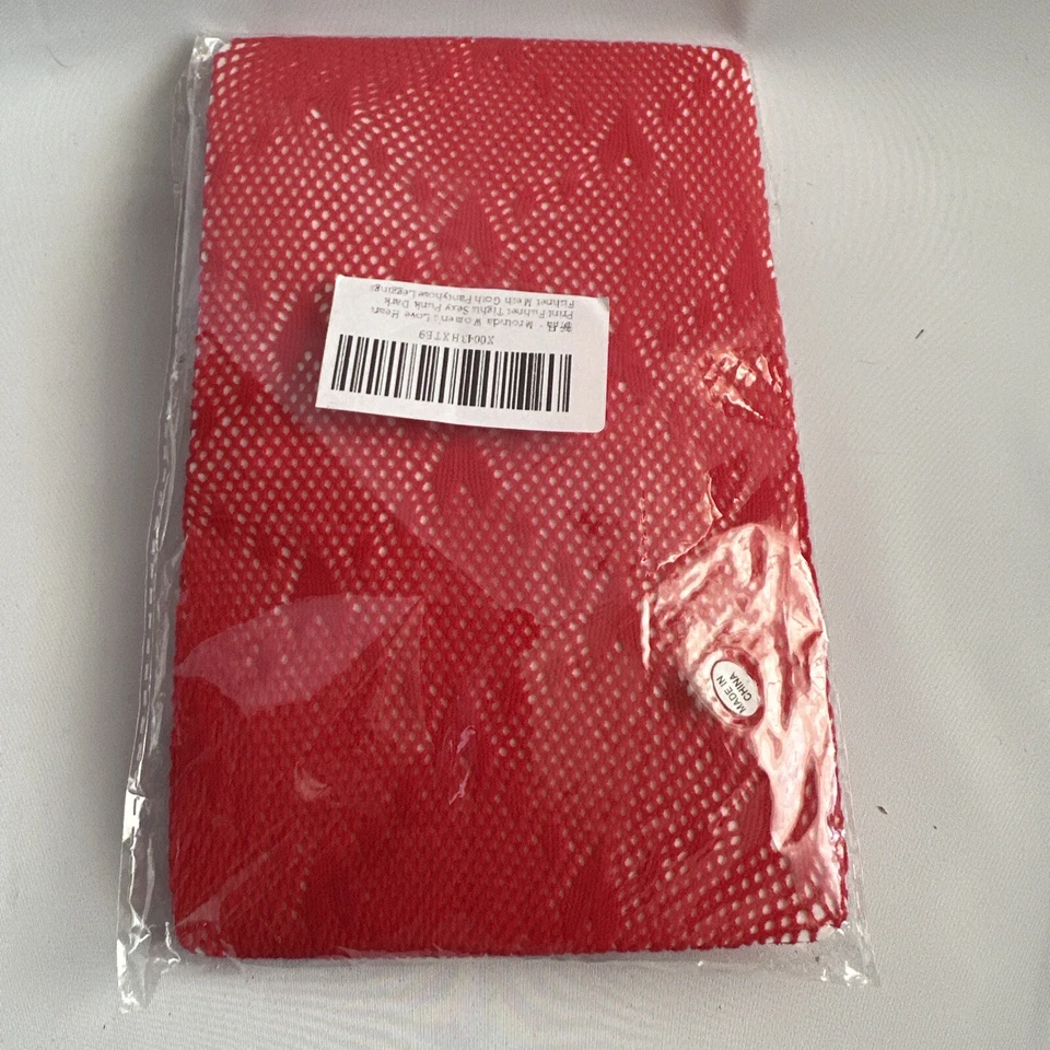 Mrotrida Pantyhose Fishnet Tights Red Love Heart Patterned Lace Stocking Leggins - Image 2 of 4