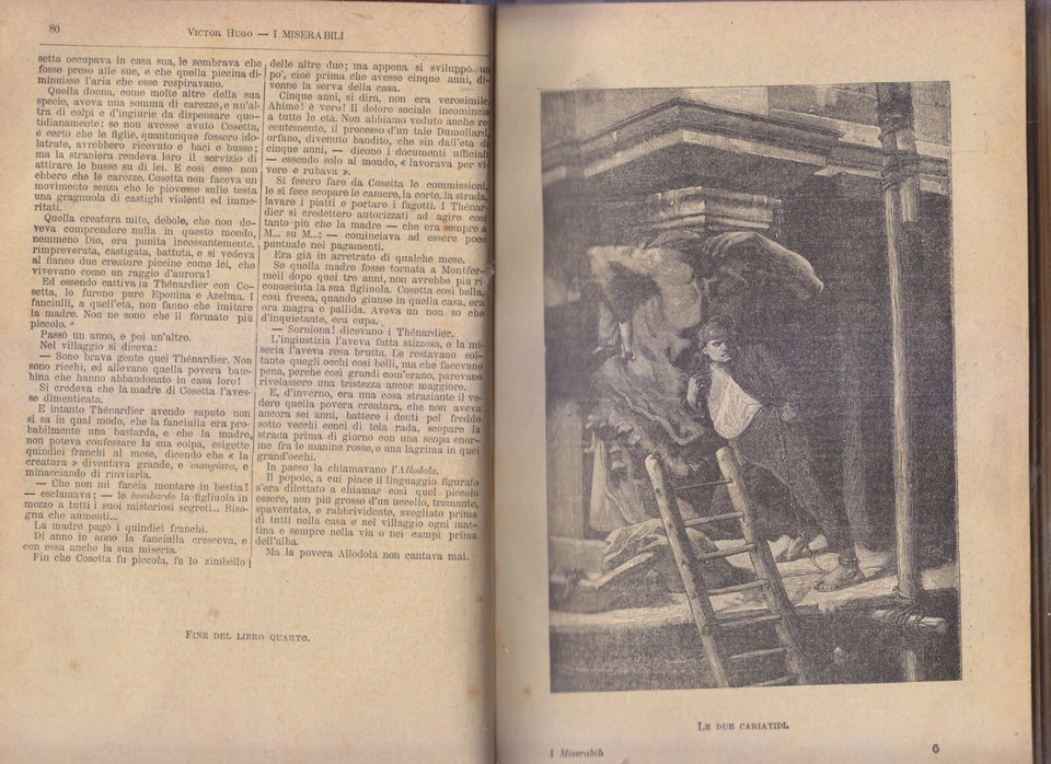 I MISERABILI di Victor Hugo 1896 Tommasi Libro Antico illustrato romanzo - Immagine 3 di 4
