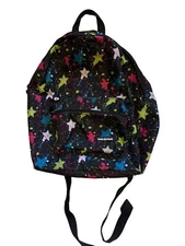 YAK PAK Basic Backpack Book Bag Girls Stars Paint Splatter Black Colorful School