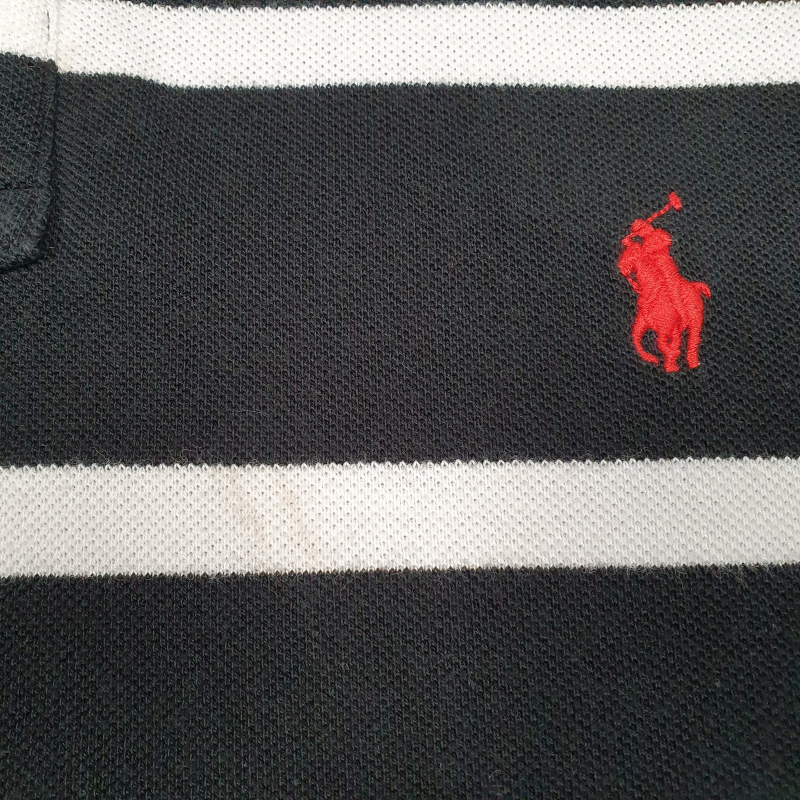 POLO RALPH LAUREN Black Polo Shirt Striped Classic Short Sleeve Cotton Mens XL image 4